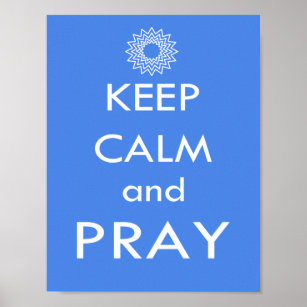 Blue Keep Calm and Pray Wall Poster Chart