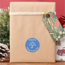 Blue Keep Dry Please Protect Me Shipping Stickers