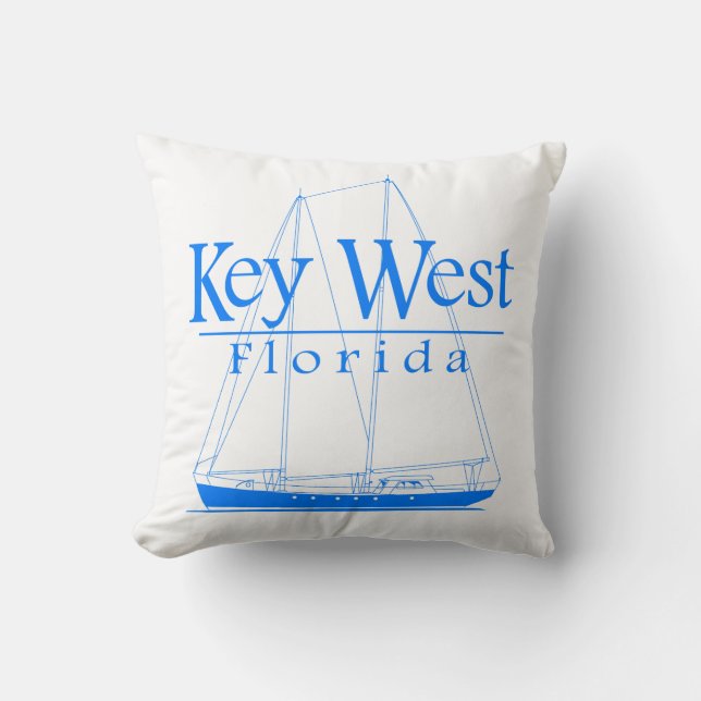Blue Key West Sailing Throw Pillow (Front)
