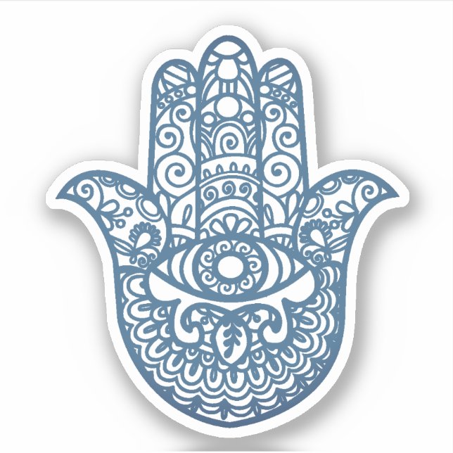 Blue Khamsa Hand Good luck Sticker (Front)