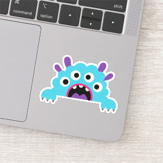 Blue Kid's Cartoon Monster Die Cut Sticker Decal