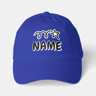Blue kid's hat with custom name and star logo