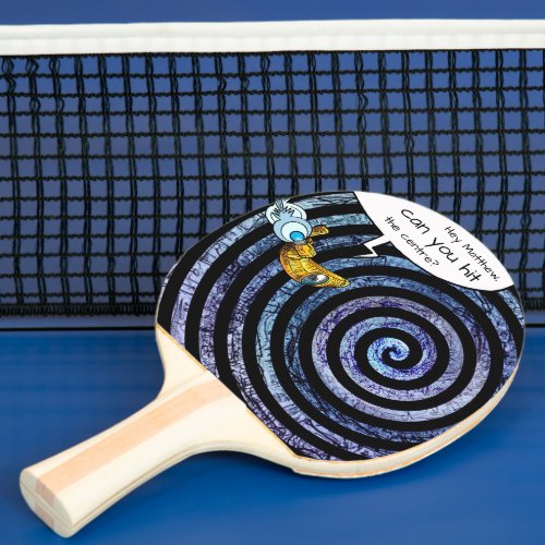 Blue Kids Illustration Outer Space Hypnotic Spiral Ping Pong Paddle