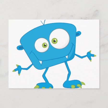 Blue Kids Monster Alien Postcard