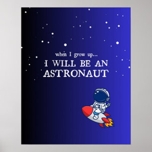 Blue Kids Room Poster, Astronaut, Galaxy Theme Poster