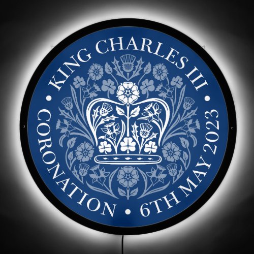 Blue KING CHARLES III CORONATION Souvenir LED Sign