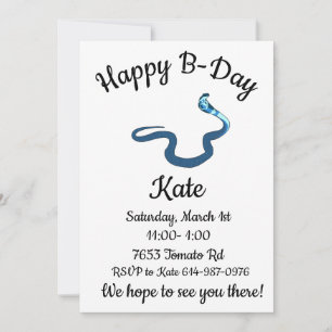 Blue King Cobra Happy B-day Invitation