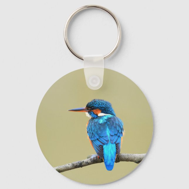 Blue Kingfisher Bird Keychain (Front)