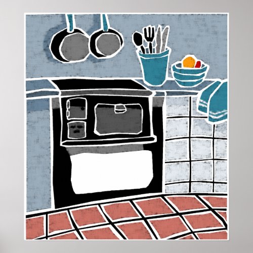 Blue Kitchen Poster