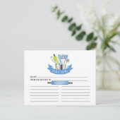 Blue Kitchen Tools Bridal Shower Recipe Cards (Standing Front)