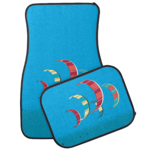 Blue Kite Surfing Car Floor Mat