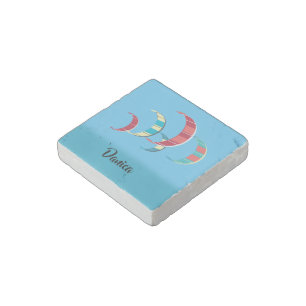 Blue Kite Surfing Stone Magnet
