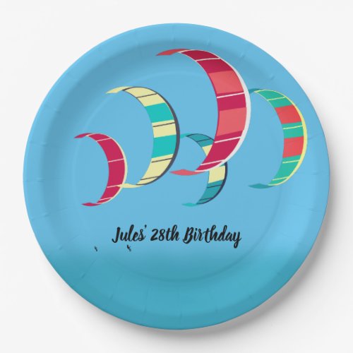 Blue Kite Surfing Themed Paper Plates