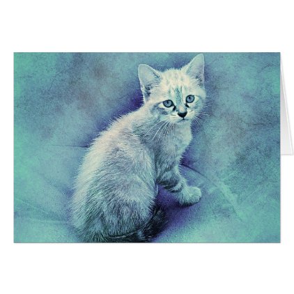 Blue Kitten | Abstract | Watercolor Card