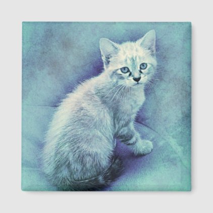 Blue Kitten | Abstract | Watercolor Magnet