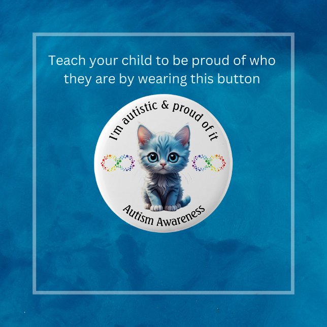 Blue Kitten Autism Awareness Button (Creator Uploaded)