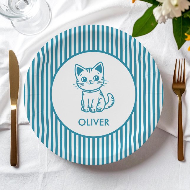 Blue kitten paper plates (Creator Uploaded)