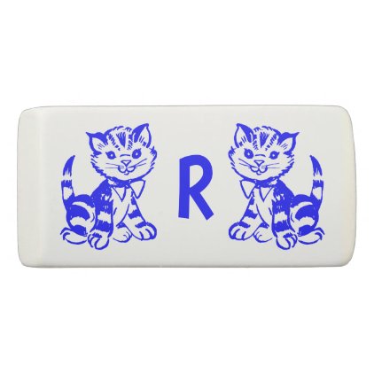 Blue kittens monogram and name eraser