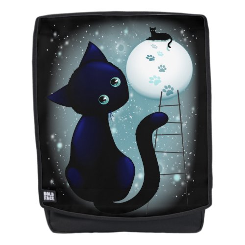 Blue Kitty Dream on the Moon Backpack