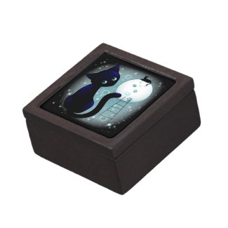 Blue Kitty Dream on the Moon Gift Box
