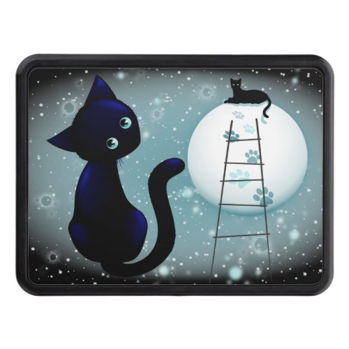 Blue Kitty Dream on the Moon Hitch Cover