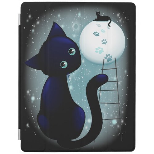 Blue Kitty Dream on the Moon iPad Smart Cover
