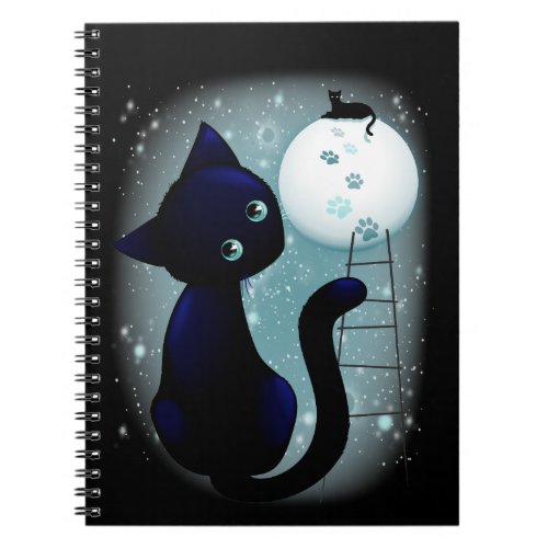 Blue Kitty Dream on the Moon Notebook