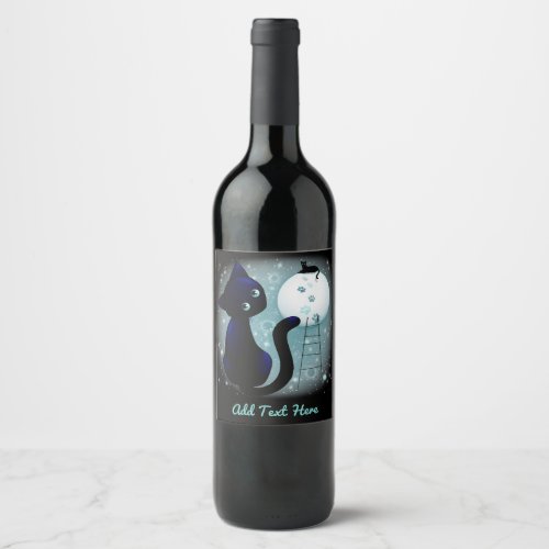 Blue Kitty Dream on the Moon Wine Label