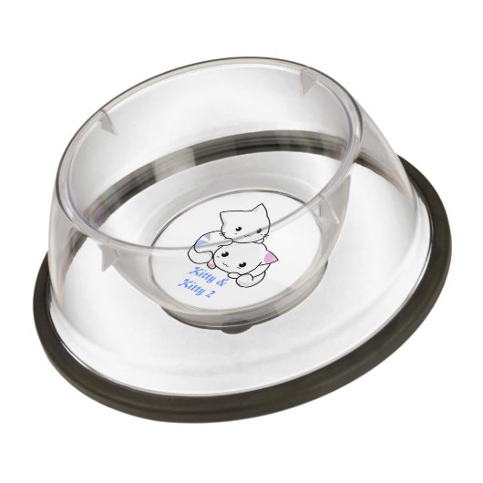 Blue Kitty & Pink Kitty Pet Bowl (Angled)