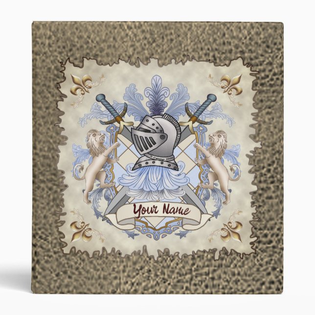 Blue Knight Family Crest Surname  binder  (Front)