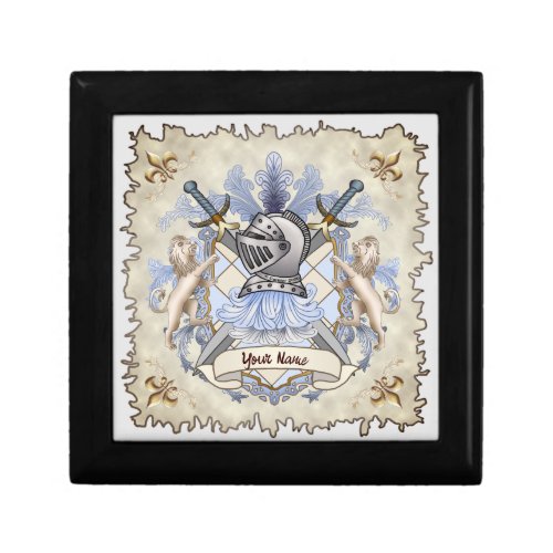 Blue Knight Family Crest Surname  Gift Box