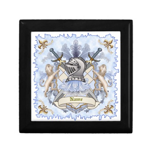 Blue Knight Family Crest Surname  Gift Box