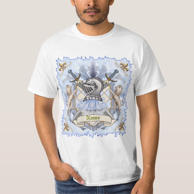 Blue Knight Family Crest Surname T-Shirt  (Front)