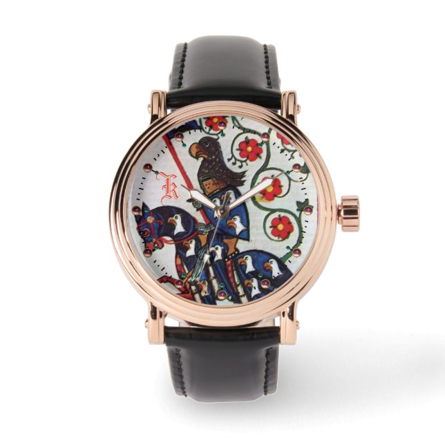 BLUE KNIGHT MEDIEVAL MINIATURE MONOGRAM WATCH (Front)