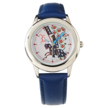 Blue Knight Medieval Miniature Monogram  Watch by AiLartworks at Zazzle