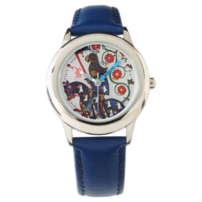 BLUE KNIGHT MEDIEVAL MINIATURE MONOGRAM WATCH (Front)