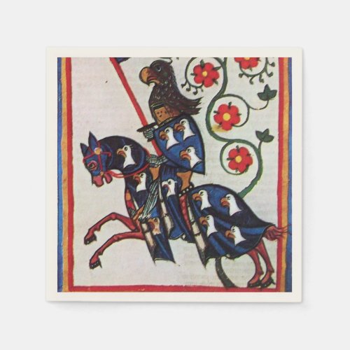 BLUE KNIGHT ON HORSEBACK Medieval Miniature Napkins