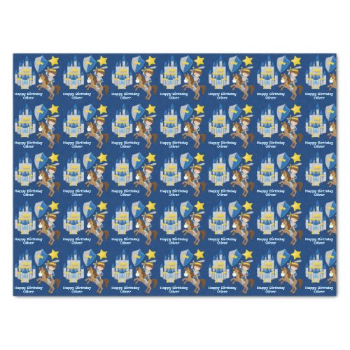 Blue Knight Renaissance Faire Custom Kids Birthday Tissue Paper