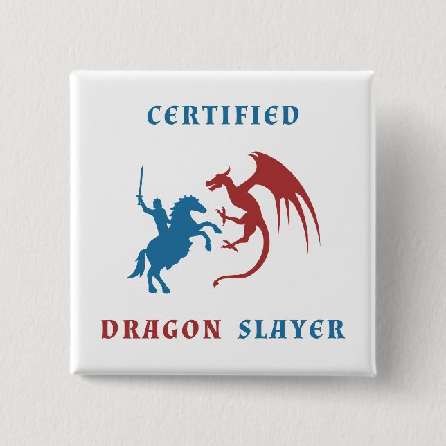 Blue Knight vs Red Dragon Button (Front)