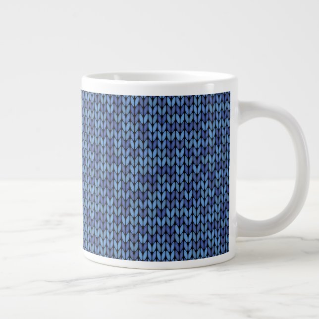 Blue Knit Pattern Giant Coffee Mug (Right)