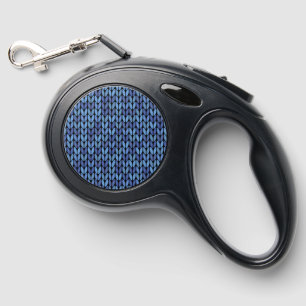 Blue Knit Pattern Retractable Pet Leash