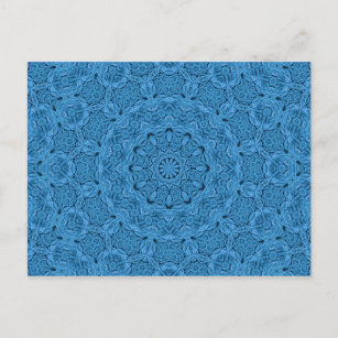 Blue Knit Pattern Vintage Fractal Kaleidoscope Postcard