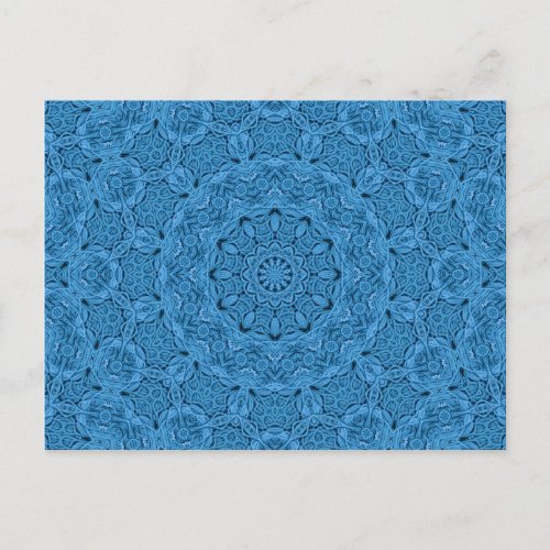 Blue Knit Pattern Vintage Fractal Kaleidoscope Postcard