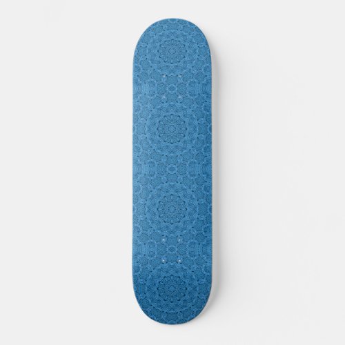 Blue Knit Pattern Vintage Fractal Kaleidoscope Skateboard