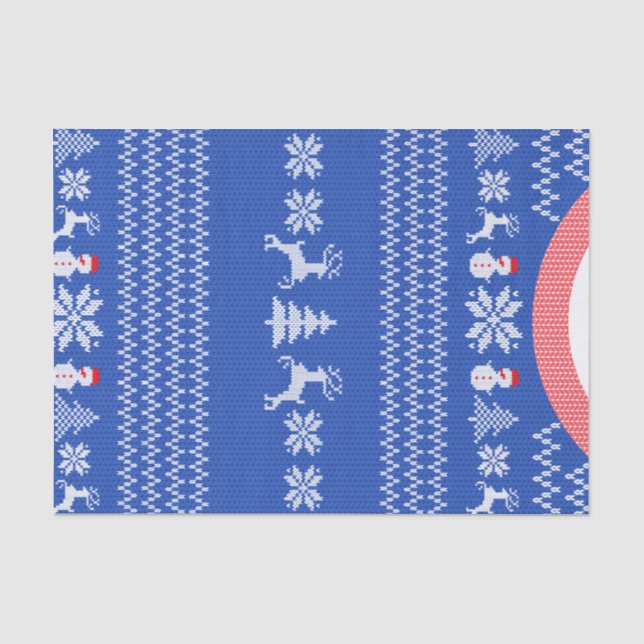 Blue Knit Winter Christmas Holiday Sweater Custom Tissue Paper (Front)