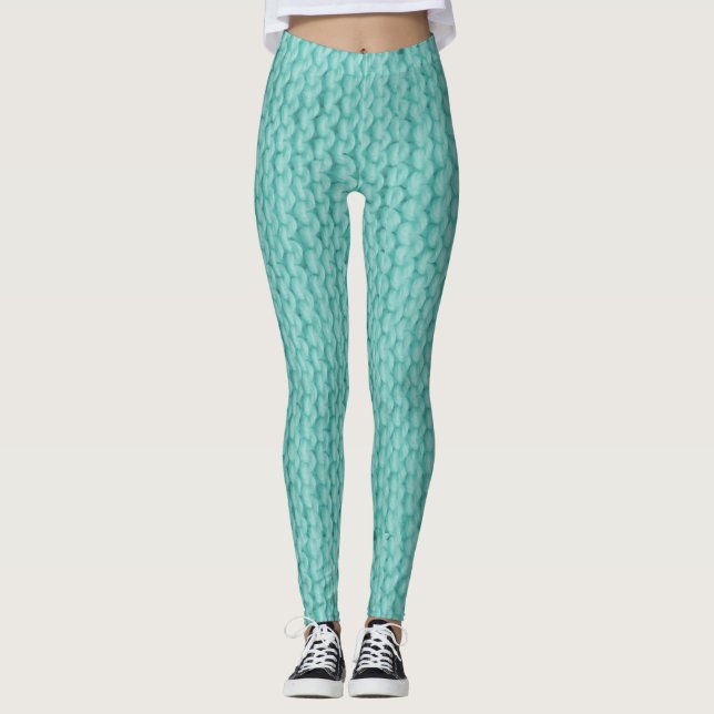 Blue Knit Yarn | Crochet Wool | Cute Original Leggings (Front)