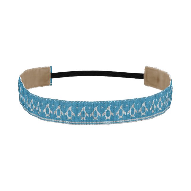Blue Knitted Background Athletic Headband (Front)