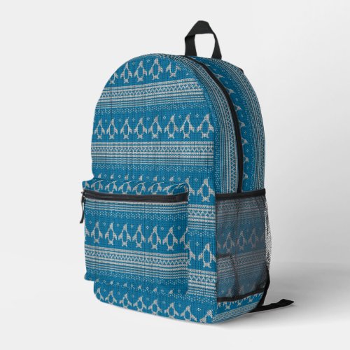 Blue Knitted Background Printed Backpack