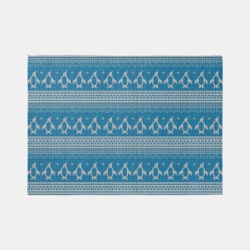 Blue Knitted Background Rug