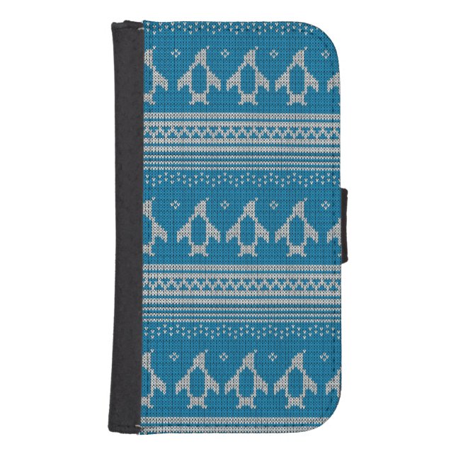 Blue Knitted Background Samsung Galaxy Wallet Case (Front)